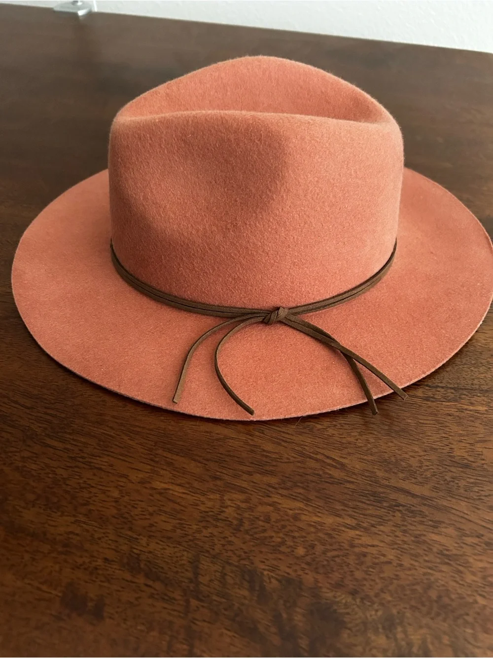 Cost Plus World Market Rose Pink Felt Rancher Hat with Thin Brown Band